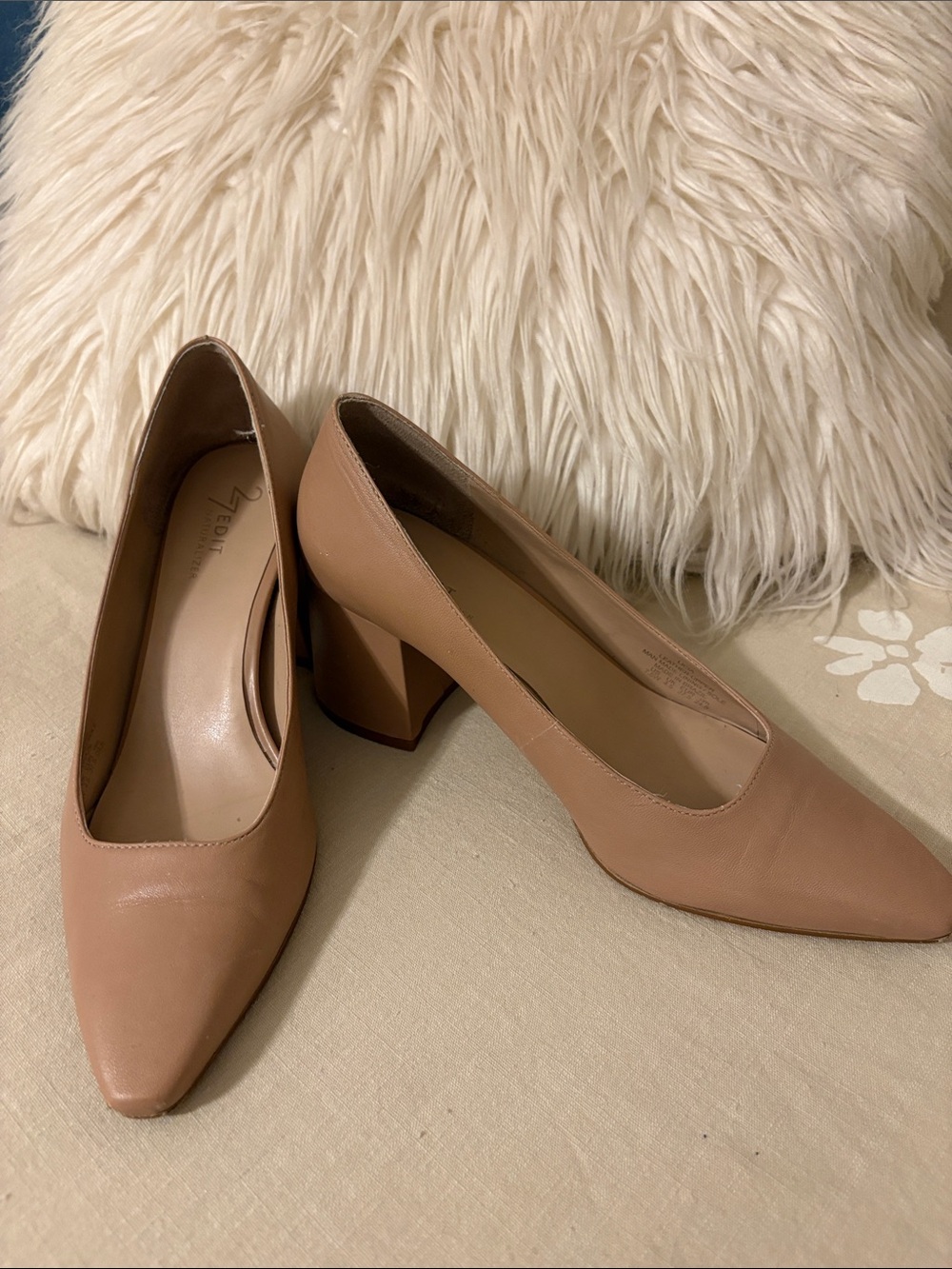 Naturalizer 27 EDIT Blush Nude Pointed Block Heel Pumps